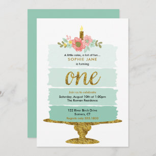 Invitation Mint Green Ombre Gâteau premier anniversaire Invit