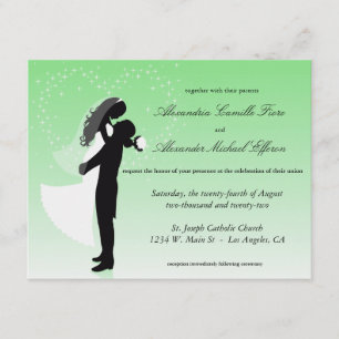 Invitation Mint Green Ombre Silhouette Mariage formel Invitat