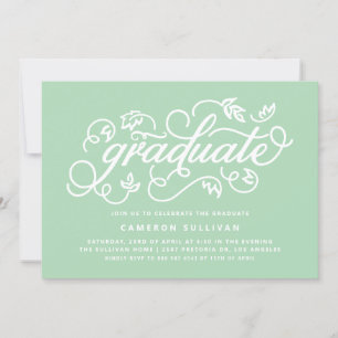 Invitation Mint Green Rustic Calligraphy Graduation Party