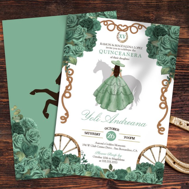 Invitation Mint Green Western Charra Quinceañera (Créateur téléchargé)