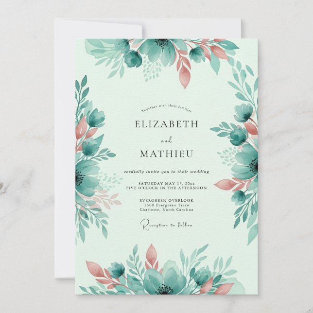 Invitation Mint Green Whimsical Spring Wedding (Devant)