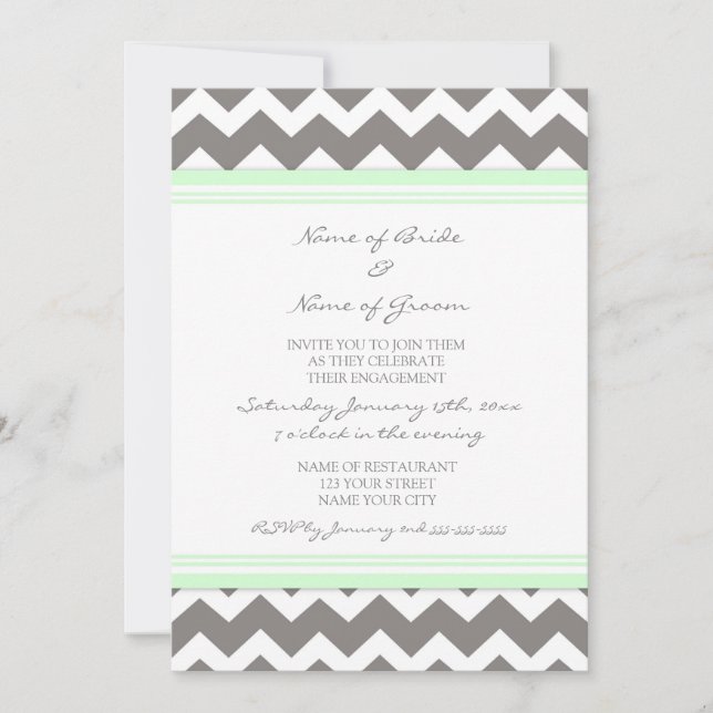 Invitation Mint Grey Chevron (Devant)