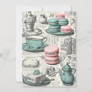Invitation Mint & Macarons   Pastel Delight