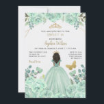 Invitation Mint or Floral Princess Butterfly Sweet 16<br><div class="desc">Elégant Papillon d'or Mint Floral Princess Butterfly Sweet 16 Invitation</div>