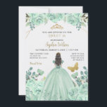 Invitation Mint or Floral Princess Butterfly Sweet 16<br><div class="desc">Elégant Papillon d'or Mint Floral Princess Butterfly Sweet 16 Invitation</div>
