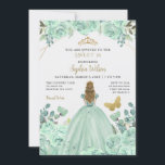 Invitation Mint or Floral Princess Butterfly Sweet 16<br><div class="desc">Elégant Papillon d'or Mint Floral Princess Butterfly Sweet 16 Invitation</div>