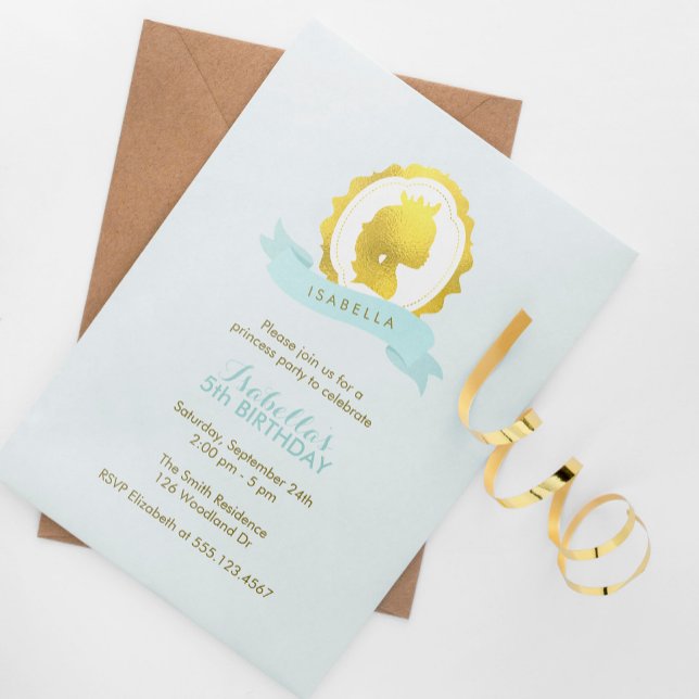 Invitation Mint Princesse Cameo Fille Anniversaire (Créateur téléchargé)