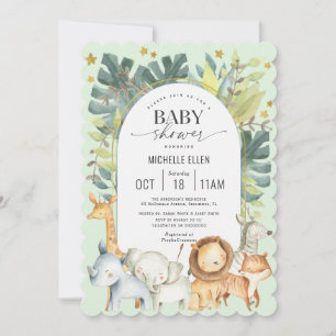 Invitation Mint Safari thème mignon bébé moderne garçons et f