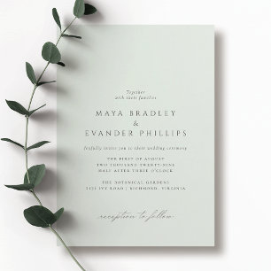 Invitation Mint Seafoam   Mariage vert clair officiel