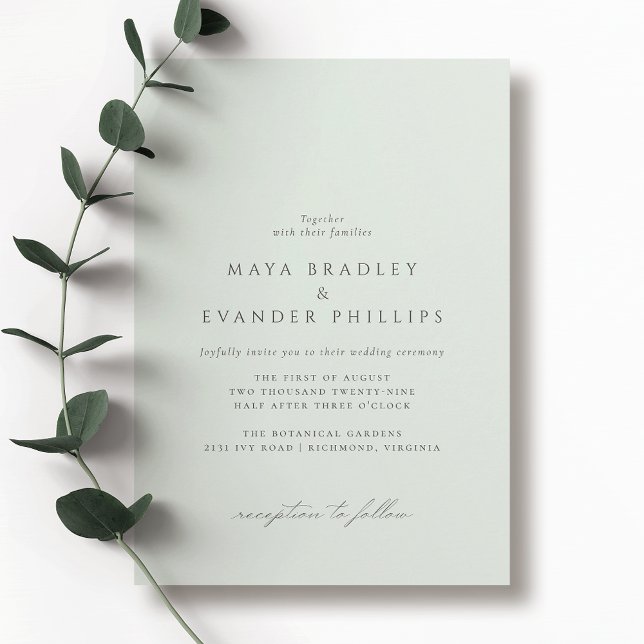 Invitation Mint Seafoam | Mariage vert clair officiel (Créateur téléchargé)