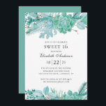 Invitation Mint Sweet 16. Aquarelle succulents 16e anniversai<br><div class="desc">Mint Sweet invitation 16 anniversaire avec succulents aquarelle. Contactez-moi,  s'il vous plaît,  si vous avez besoin d'autres articles.</div>
