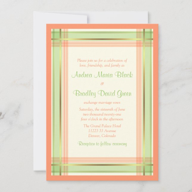 Invitation Mint Vert Coral rose Plat (Devant)