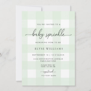 Invitation Mint Vert En vichy Bébé Parsemer
