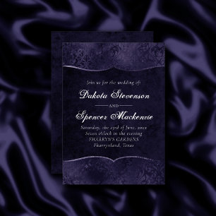 Invitation Minuit Indigo Romance   Satiny Grunge Mariage