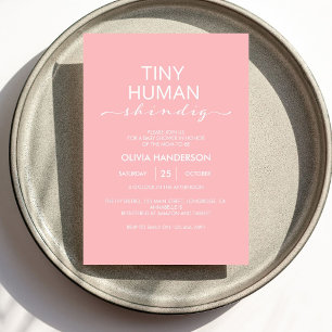Invitation Minuscule Baby shower humain minimaliste rose