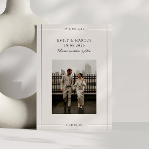 Invitation Minuscule beige moderne photo frontière enregistre