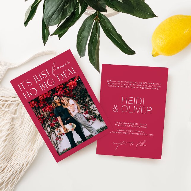 Invitation Minuscule Magenta Mariage photo numérique Invit (Créateur téléchargé)