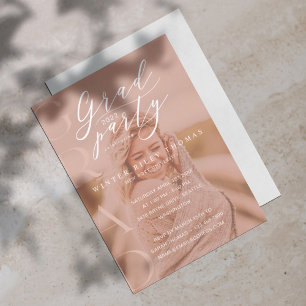 Invitation Minuscule Photo Grad Party Moderne Calligraphie ro