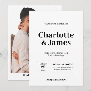 Invitation Minuscule rétro moderne Mariage de script photo