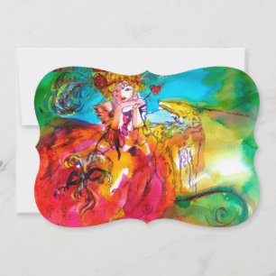 Invitation MIRANDOLINA MASQUERADE BALL jaune brun rouge vert