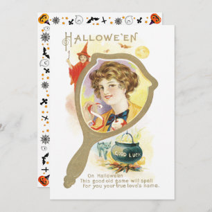 Invitation Miroir de bonne chance vintage Halloween