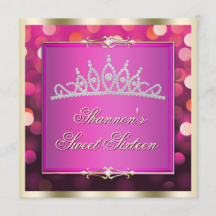 Invitation miroitant rose de sweet sixteen de