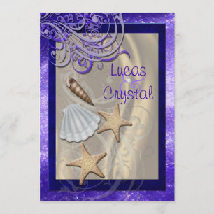 Invitation Miroiter le mariage de plage pourpre de coquillage