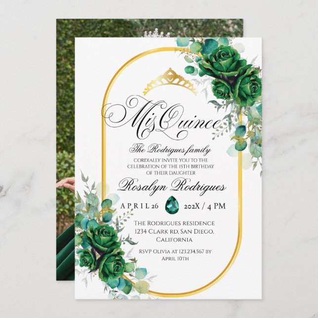 Invitation Mis Quince 15e anniversaire photo (Devant / Derrière)
