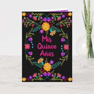 Invitation Mis Quince Anos Black Mexican Fiesta Quinceanera