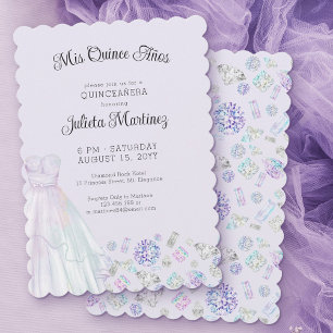 Invitation Mis Quince Anos Diamond Princesse Lilac Quinceaner