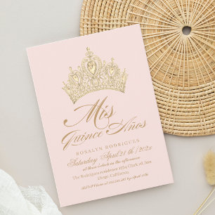 Invitation Mis Quince Anos Pink Gold Elegant