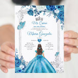 Invitation Mis Quince Aqua Turquoise Floral Crown Quinceañera<br><div class="desc">Mis Quince Aqua Turquoise Floral Crown Quinceañera Invitation 15 Anos Anniversaire</div>