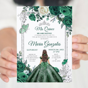 Invitation Mis Quince Emerald Vert & Blanc Anniversaire