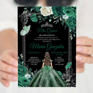 Invitation Mis Quince Emerald Vert et Noir Anniversaire