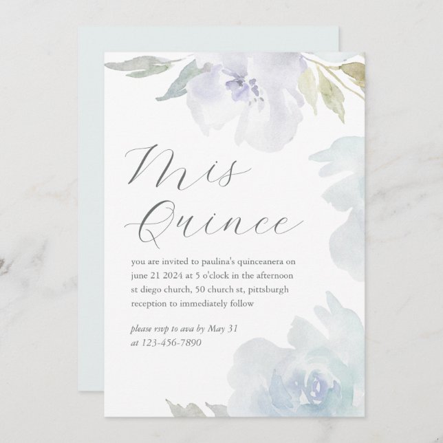 Invitation Mis Quince Floral 15 ans Anniversaire Quinceañera (Devant / Derrière)