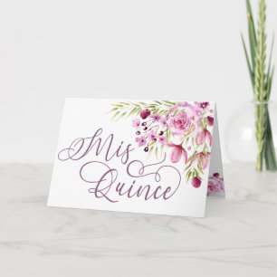 Invitation Mis Quince Purple Floral Aquarelle 15e anniversair