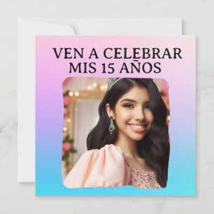 Invitation Mis Quince Quinceañera Foto Rosa Azul Morado