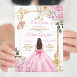Invitation Mis rose et or Quince 15 Anos Papillon Couronne<br><div class="desc">Quinceañera Pink Butterfly Gold Crown Invitation Mis Quince 15 Anos,  16e anniversaire, </div>
