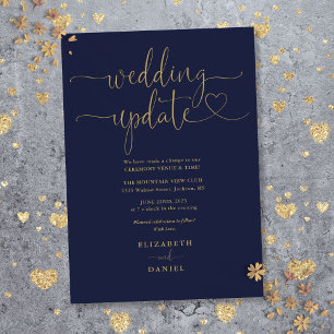 Invitation Mise à jour de mariage en écriture cursive cœur bl