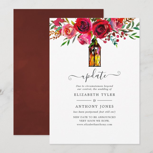 Invitation Mise à jour de mariage floral aquarelle (Devant / Derrière)
