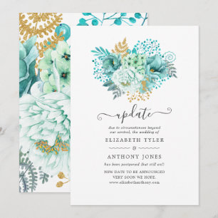 Invitation Mise à jour de mariage floral aquarelle menthe