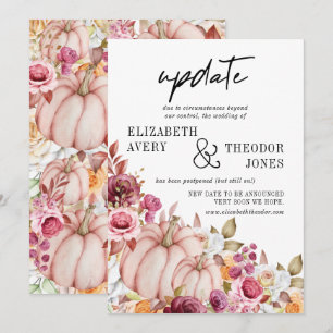Invitation Mise à jour de mariage floral automne rose Bourgog
