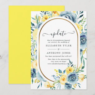 Invitation Mise à jour de mariage floral turquoise et jaune