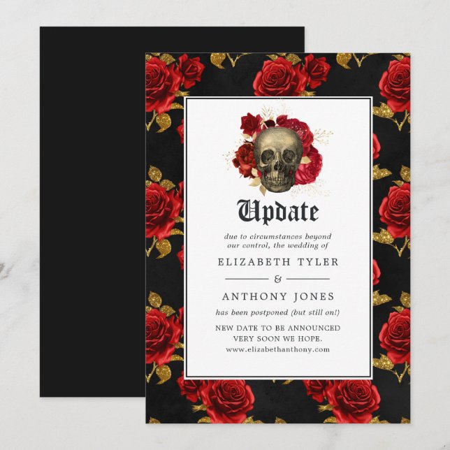 Invitation Mise à jour de mariage gothique floral (Devant / Derrière)