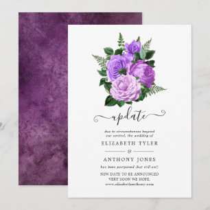 Invitation Mise à jour des Mariages floraux pourpre et vert