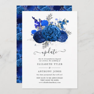 Invitation Mise à jour des Mariages floraux Royal Blue et Sil