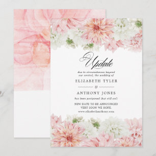 Invitation Mise à jour du mariage aux Dahlia rose pastel