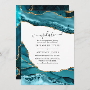 Invitation Mise à jour du Mariage d'âge Turquoise et Gold