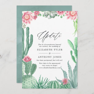 Invitation Mise à jour du Mariage de l'aquarelle Succulents