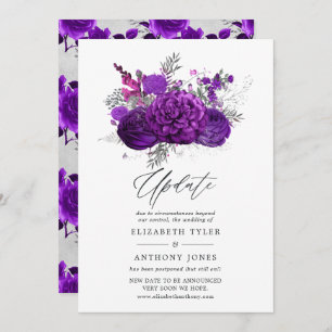 Invitation Mise à jour du Mariage Floral Royal Purple et Silv